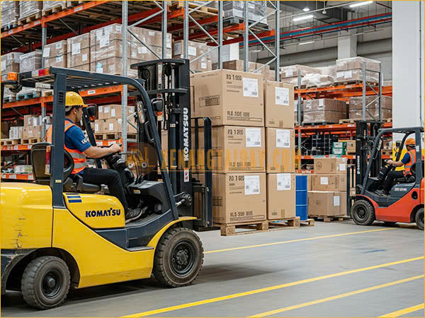 Doanh nghiệp đầu tư xe nâng Nhật bãi trong kho logistics