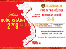 Thông báo lịch nghỉ Lễ Quốc Khánh Việt Nam 02 tháng 09
