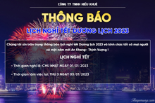 Thông báo lịch nghỉ Tết Dương lịch 2023