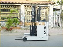 Xe nâng điện đứng lái NICHIYU FBRM15-80B-500NMCS, khung 5m, chui công, 2015, 4590 giờ