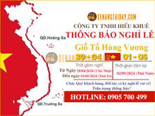 XENANGTAIDAY THÔNG BÁO LỊCH LÀM VIỆC 10/3 - 30/4 - 1/5