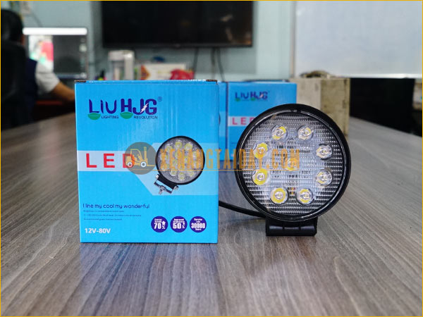 Đèn pha LED tròn 9 bóng chiếu sáng cho xe nâng