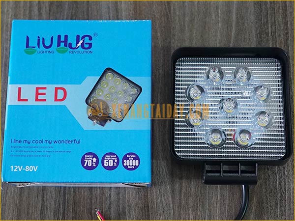 Đèn pha LED vuông 9 bóng chiếu sáng cho xe nâng