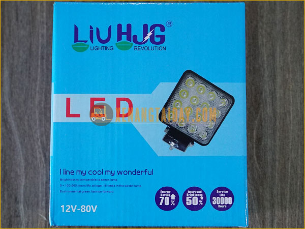 Đèn pha LED vuông 9 bóng chiếu sáng cho xe nâng