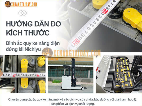 Hướng dẫn đo kích thước ắc quy xe nâng điện đứng Nichiyu