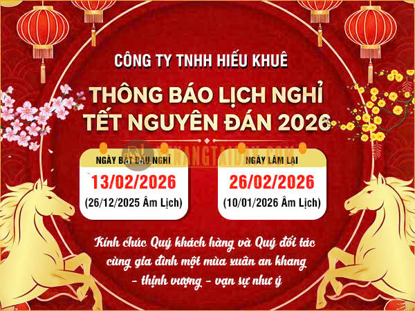 Lịch nghỉ Tết Nguyên Đán 2026 - Công ty TNHH Hiếu KHuê