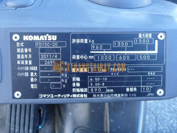 Xe Nâng Dầu KOMATSU FD15C-20