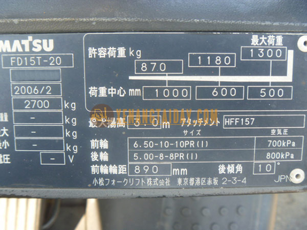 Xe Nâng Dầu KOMATSU FD15T-20