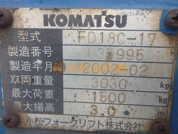 Xe Nâng Dầu KOMATSU FD18C-17