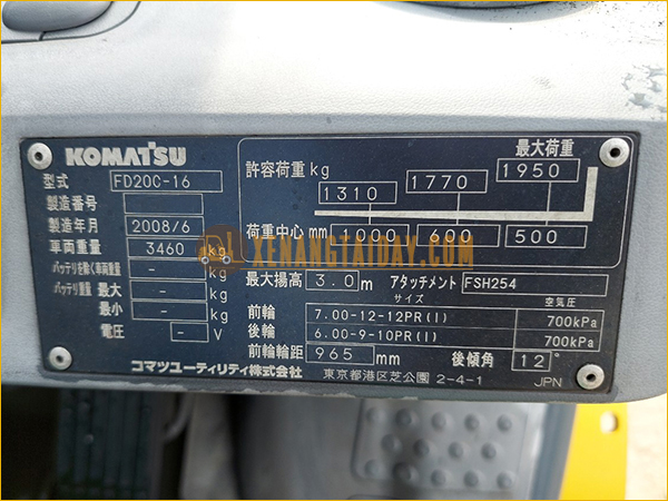 Xe Nâng Dầu KOMATSU FD20C-16