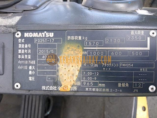 Xe Nâng Dầu KOMATSU FD25T-17