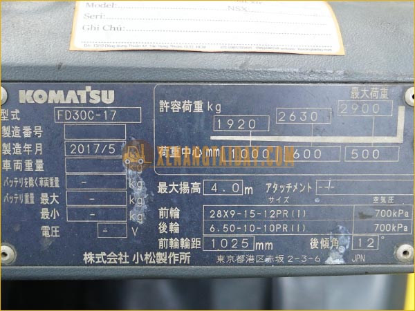 Xe nâng dầu KOMATSU FD30C-17