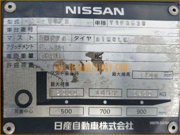 Xe Nâng Dầu Nissan Y1F2M20