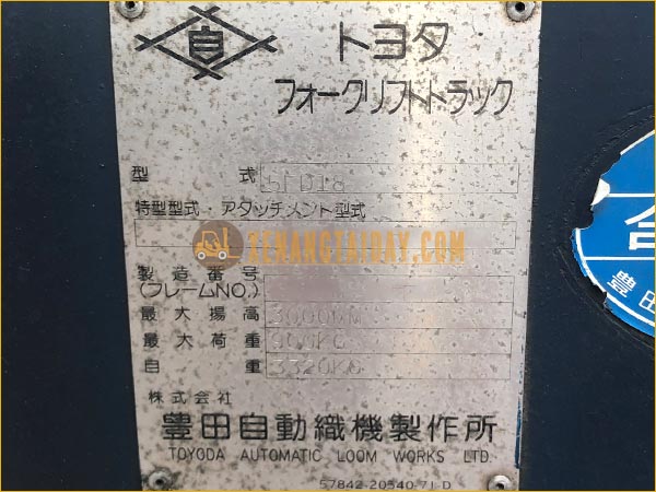 Xe nâng dầu TOYOTA 5FD18