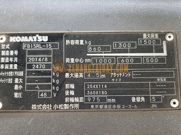 Xe nâng điện đứng lái Komatsu FB15RL-15