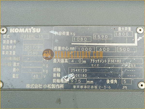 Xe nâng điện đứng lái KOMATSU FB18RL-15