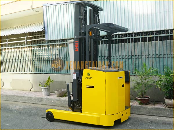 Xe nâng điện đứng lái NICHIYU FBRAW15-63-650M gắn pin lithum 48V - 230Ah PKGFF48230