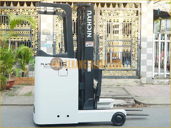 Xe nâng điện đứng lái NICHIYU FBRM15-80B-500NMCS, khung 5m, chui công, 2015, 4590 giờ