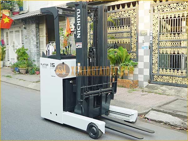 Xe nâng điện đứng lái NICHIYU FBRM15-80B-500NMCS, khung 5m, chui công, 2015, 4590 giờ