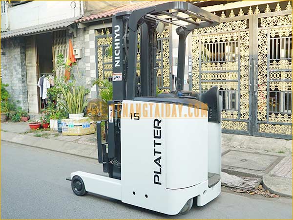 Xe nâng điện đứng lái NICHIYU FBRM15-80B-500NMCS, khung 5m, chui công, 2015, 4590 giờ