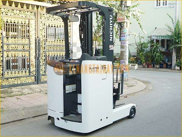 Xe nâng điện đứng lái NICHIYU FBRM15-80B-500NMCS, khung 5m, chui công, 2015, 4590 giờ