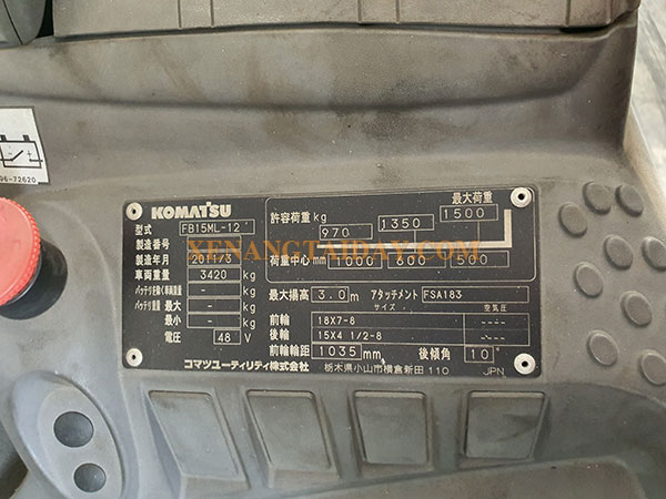 Xe nâng điện ngồi lái ba bánh KOMATSU FB15ML-12