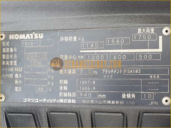 Xe nâng điện ngồi lái KOMATSU FB18-12
