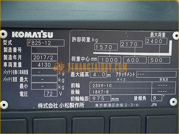 Xe nâng điện ngồi lái KOMATSU FB25-12
