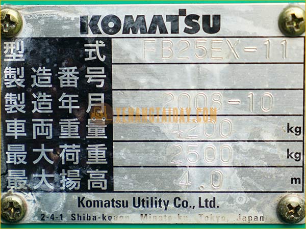 Xe nâng điện ngồi lái KOMATSU FB25EX-11, khung 4m, 2008, 5880 giờ