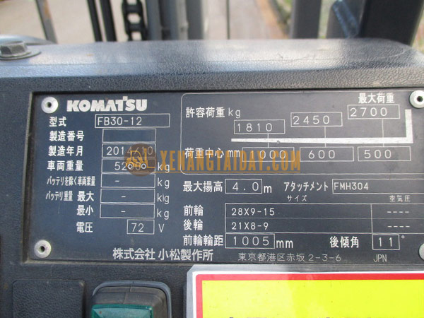 Xe nâng điện ngồi lái KOMATSUFB30-12