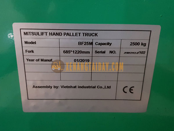 Xe nâng tay 2.5 tấn Mitsulift BF25M - BF25S