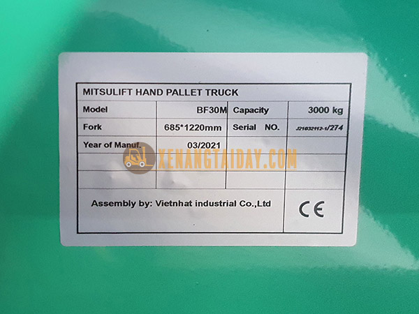Xe nâng tay 3.0 tấn Mitsulift BF30M - BF30S