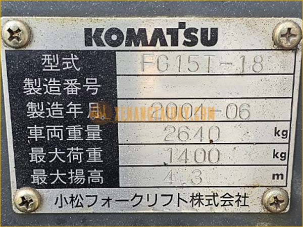 Xe nâng xăng KOMATSU FG15T-18