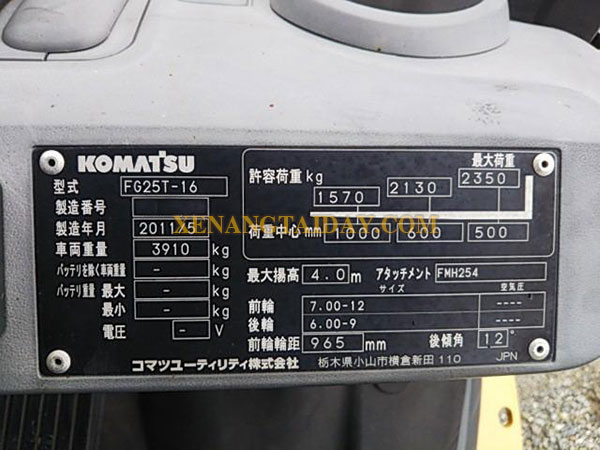 Xe nâng Xăng KOMATSU FG25T-16