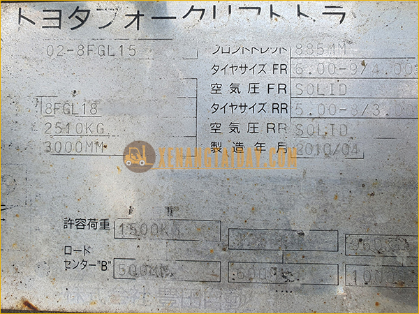 Xe nâng Xăng TOYOTA 02-8FGL15